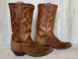 Size 9.5 Vintage Acme Brown Roughout Suede Leather Cowboy Boots