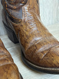 Size 8.5 EE Vintage 80s Westex Faux Ostrich Brown Cowboy Boots