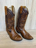 Size 8.5 EE Vintage 80s Westex Faux Ostrich Brown Cowboy Boots