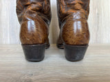 Size 8.5 EE Vintage 80s Westex Faux Ostrich Brown Cowboy Boots