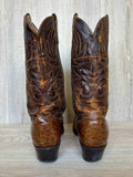 Size 8.5 EE Vintage 80s Westex Faux Ostrich Brown Cowboy Boots