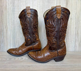 Size 8.5 EE Vintage 80s Westex Faux Ostrich Brown Cowboy Boots