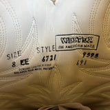Size 8.5 EE Vintage 80s Westex Faux Ostrich Brown Cowboy Boots