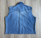 Vintage 90s Wrangler Denim Sleeveless / Cropped Pearlsnap Western Work Shirt - XL