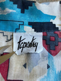Vintage 90s Tapestry Tribal / Aztec Striped Short Sleeve Button Up Shirt