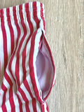 Vintage 80s Idioms Red / White Striped / Surfer Beach Shorts - 36 Waist
