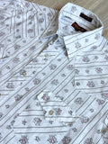 Vintage 70s Sheplers White Western Striped / Floral Long Sleeve Pearlsnap Shirt - XL