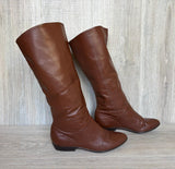 Women's size 7 Vintage 80s Choice Brown Leather Knee-High Equestrian Riding Boots