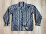 Vintage 90s Mexx Gray / Blue / Southwestern Abstract Striped Button Up Shirt - Sm/Med