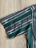 Vintage 90s Wrangler Green Aztec Stripe Short Sleeve Western Pearlsnap Shirt - Medium