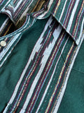 Vintage 90s Wrangler Green Aztec Stripe Short Sleeve Western Pearlsnap Shirt - Medium