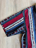 Vintage 90s Wrangler Maroon / Black Aztec Stripe Short Sleeve Western Pearlsnap Shirt - Medium