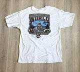 Classic White Harley Davidson Pinup Girl Oklahoma City Biker T-Shirt - Med/Lrg