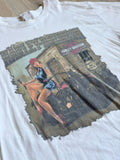 Classic White Harley Davidson Pinup Girl Oklahoma City Biker T-Shirt - Med/Lrg