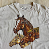 Classic Western Beige Three Horse T-Shirt - Large