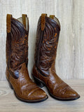 Size 8.5 EE Vintage 80s Westex Faux Ostrich Brown Cowboy Boots
