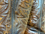 Size 8.5 EE Vintage 80s Westex Faux Ostrich Brown Cowboy Boots