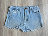 Classic Wrangler 936 Light Wash Blue Jean / Denim Cutoff Shorts (33-34 Waist)